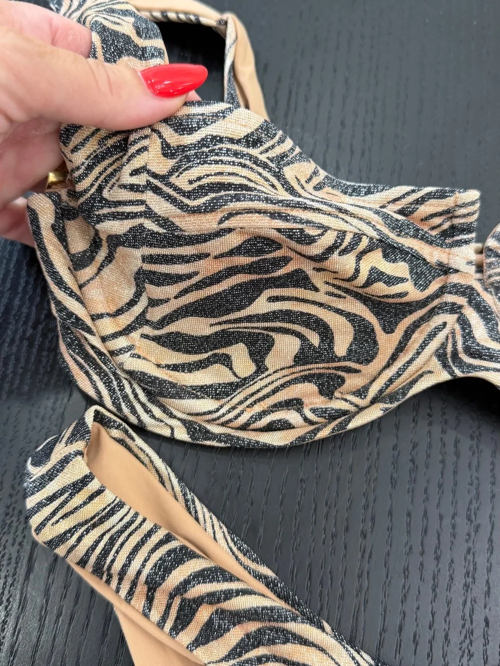 l*space Zebra-Print Bikini Bottoms in Neutral & Black